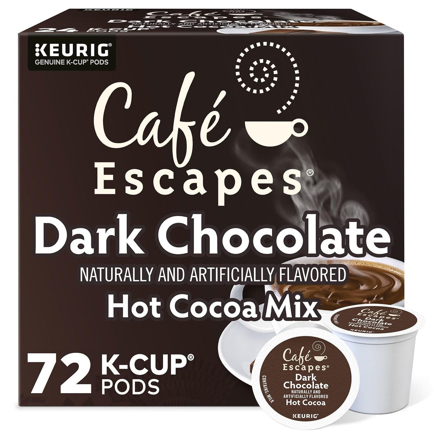 Cafe Escapes Dark Chocolate Hot Cocoa K-Cup Pods for Keurig