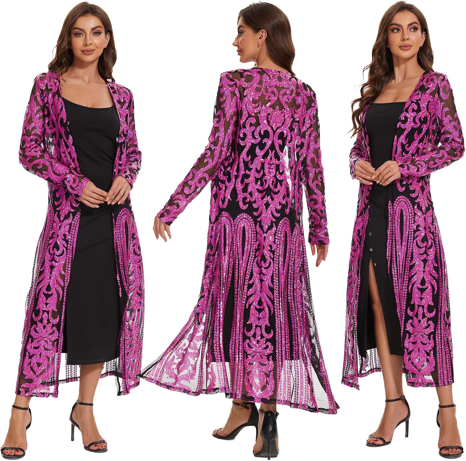 Women's Sequin Cardigan Summer Cover Up Dress for Evening Events