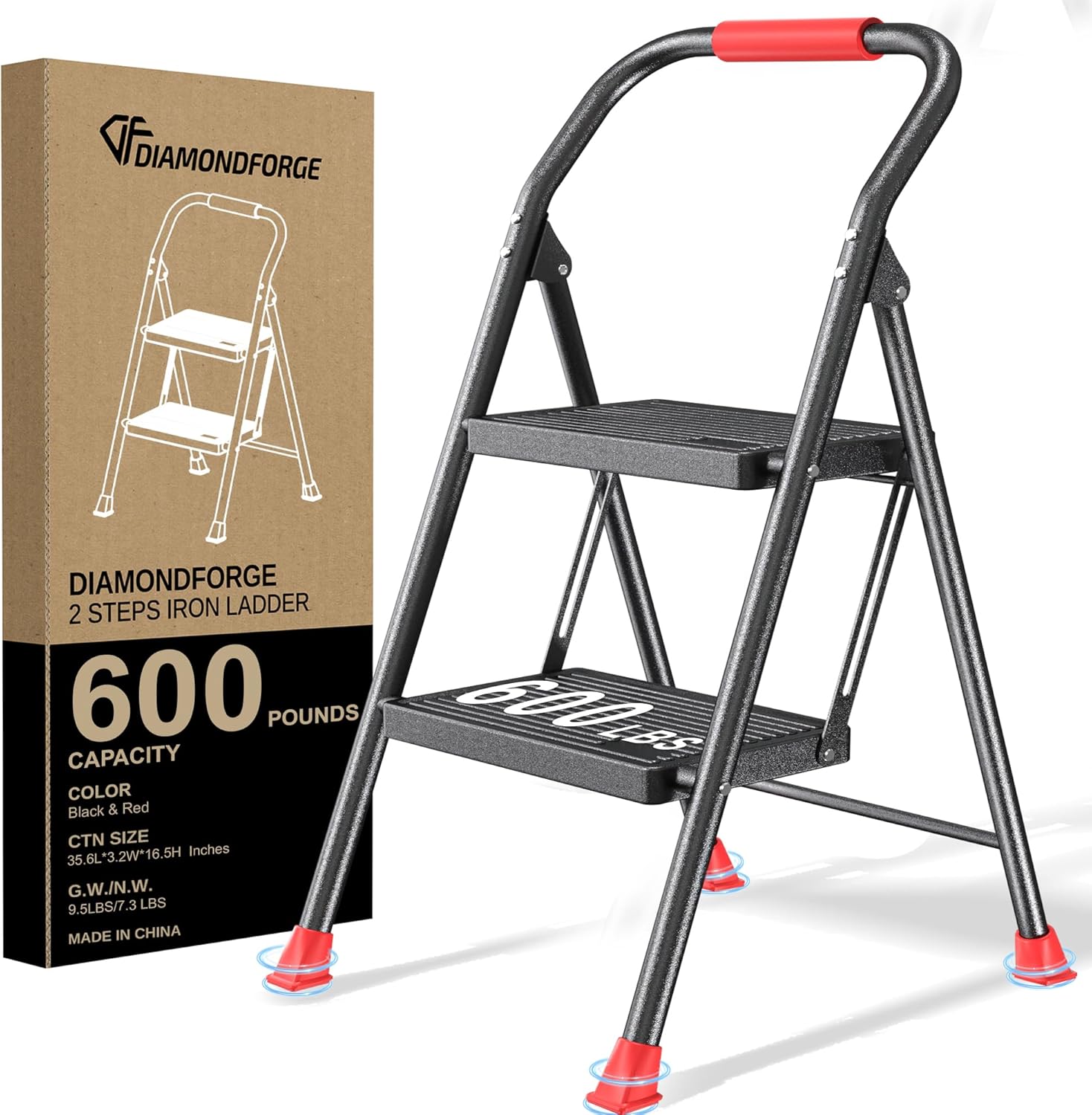 Heavy Duty Step Ladder with Handrails for Home Use and Safety