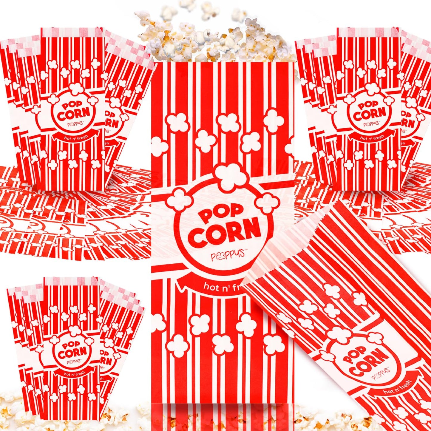 Poppy's Paper Popcorn Bags - Perfect for Movie Nights & Events