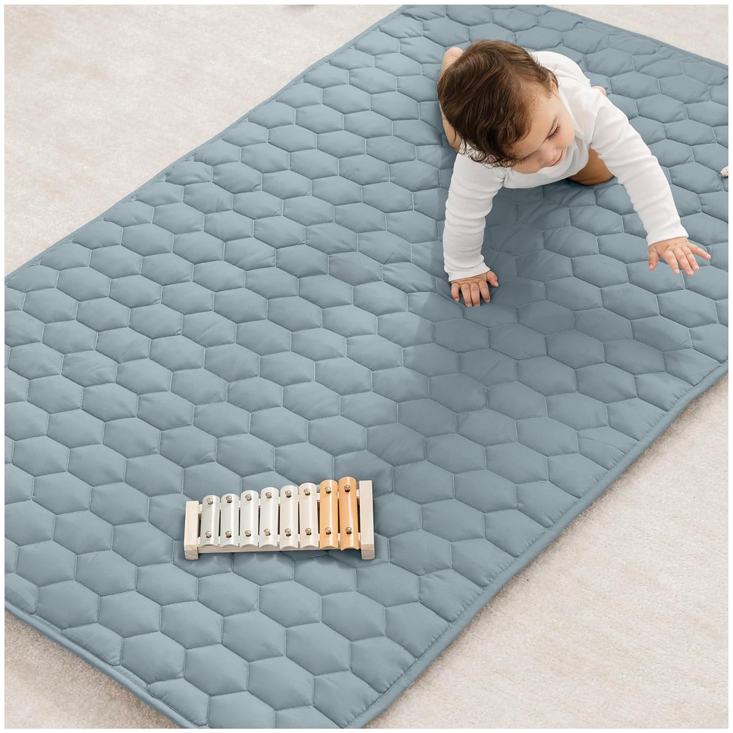 Comfy Cubs Rectangle Kids Play Mat - Soft Quilted Baby Mat