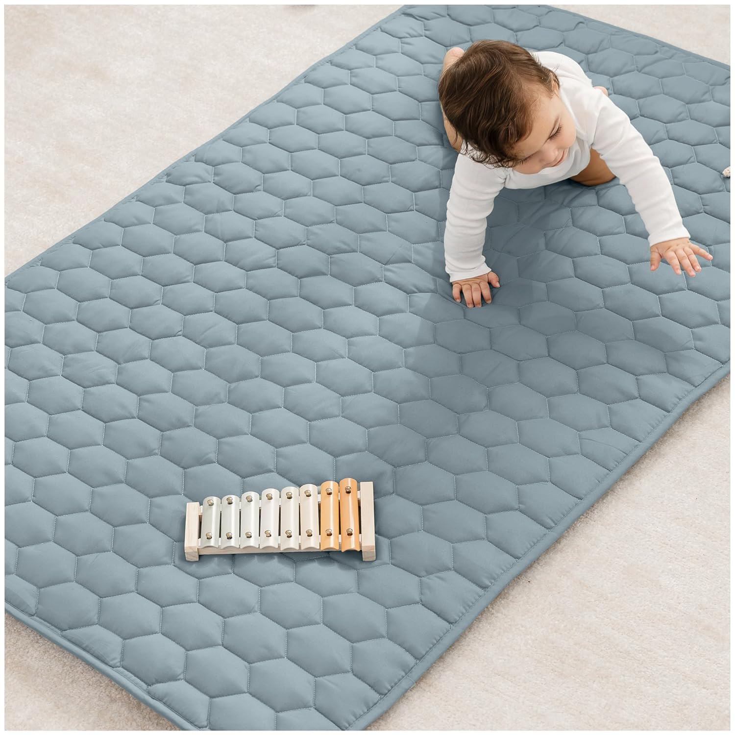 Comfy Cubs Rectangle Kids Play Mat - Soft Quilted Baby Mat