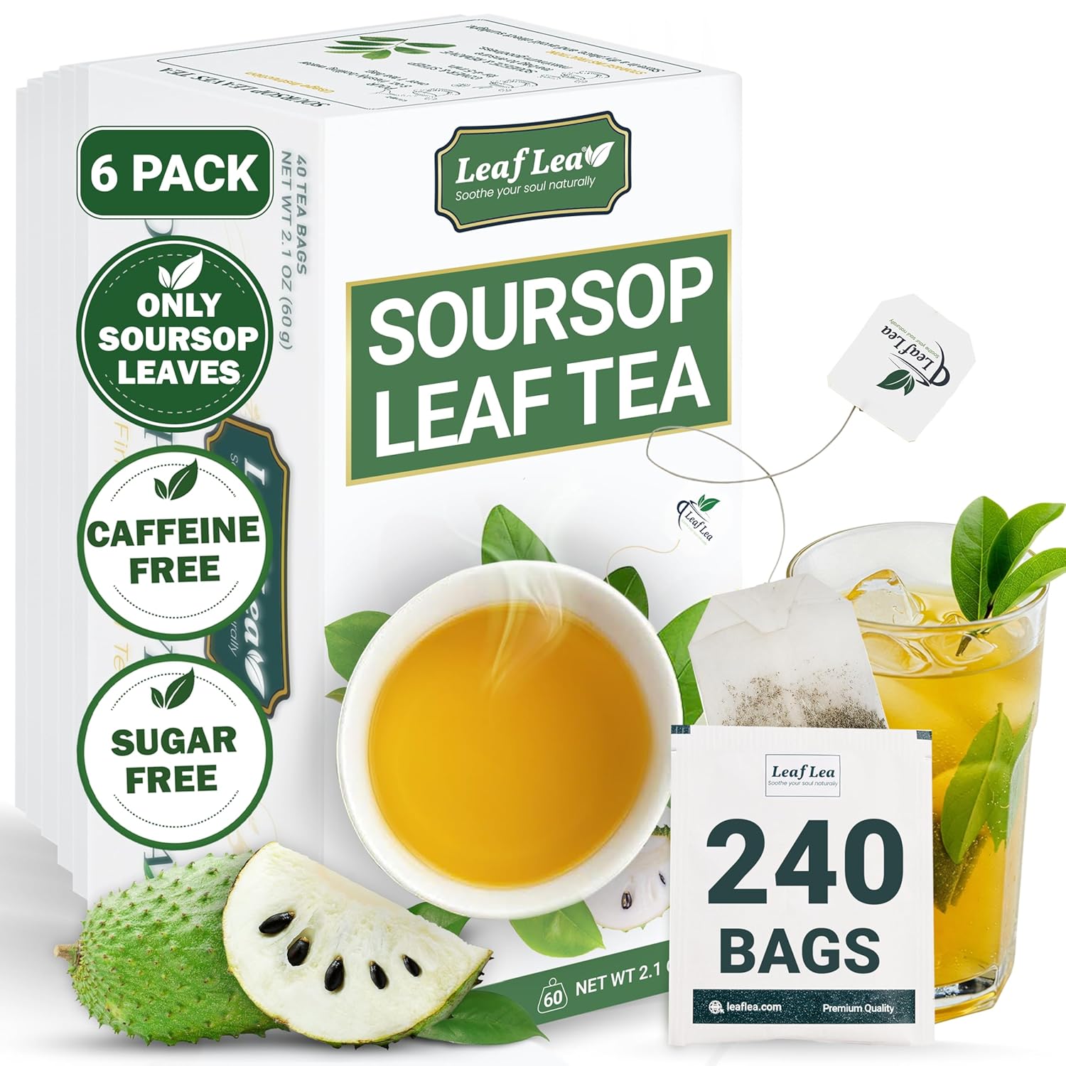 LeafLea 240 Premium Soursop Leaf Tea Bags for Natural Digestion