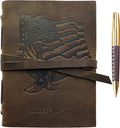 Leather Bound Journal for Men and Women - Handmade Patriotic Gift Set