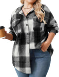 Plus Size Flannel Plaid Shacket Button Down - Cozy Fall Layer
