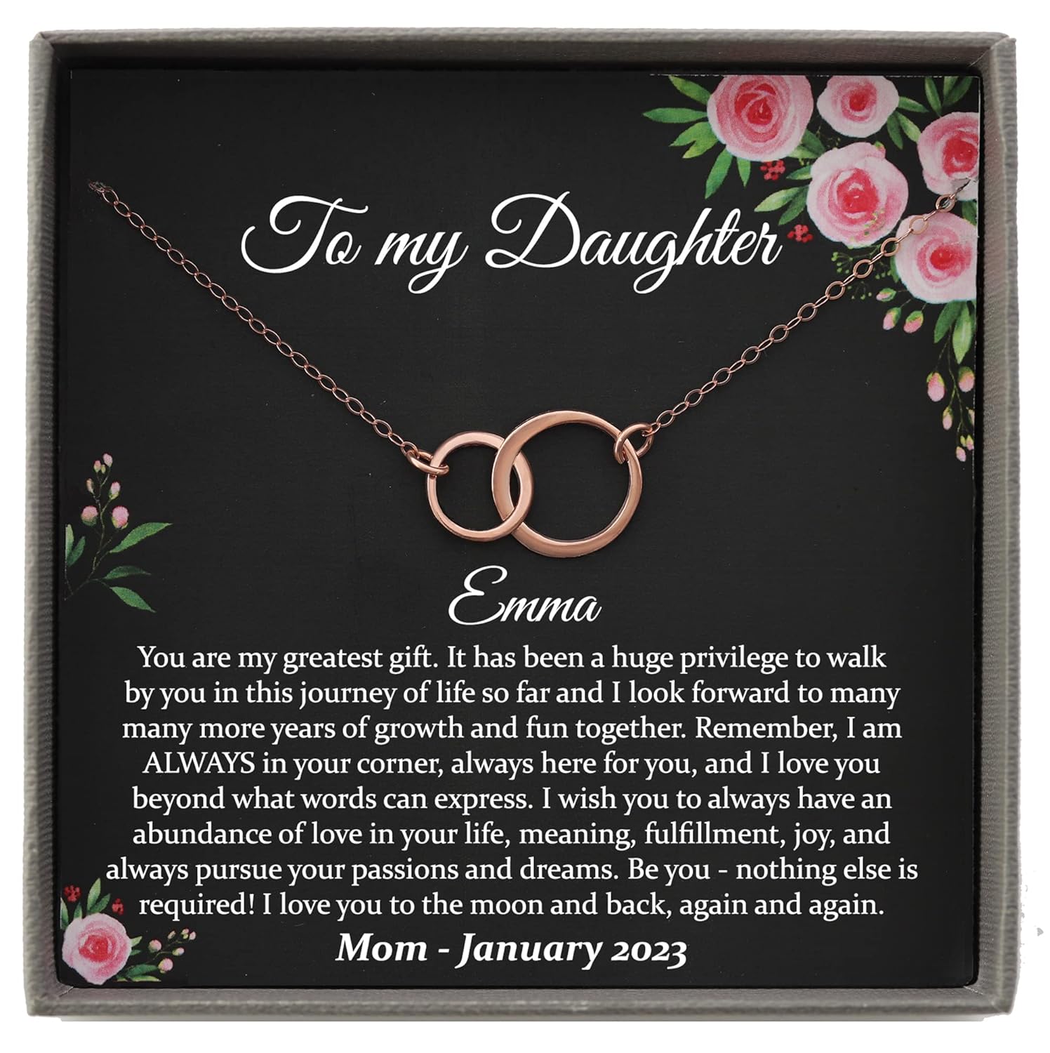 Personalized Daughter Necklace with Meaningful Message Gift