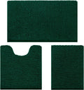 HOMEIDEAS 3 Pieces Bathroom Rugs Set - Ultra Soft Dark Green