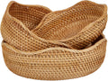 Natural Rattan Round Fruit Basket Bowls for Home Decor