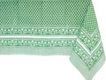 Queen Green 100% Cotton Tablecloth 60 x 108 in - Handblock Print