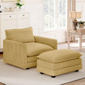 Single Armchair with Ottoman Corduroy Cloud Couch - Convertible Chaise