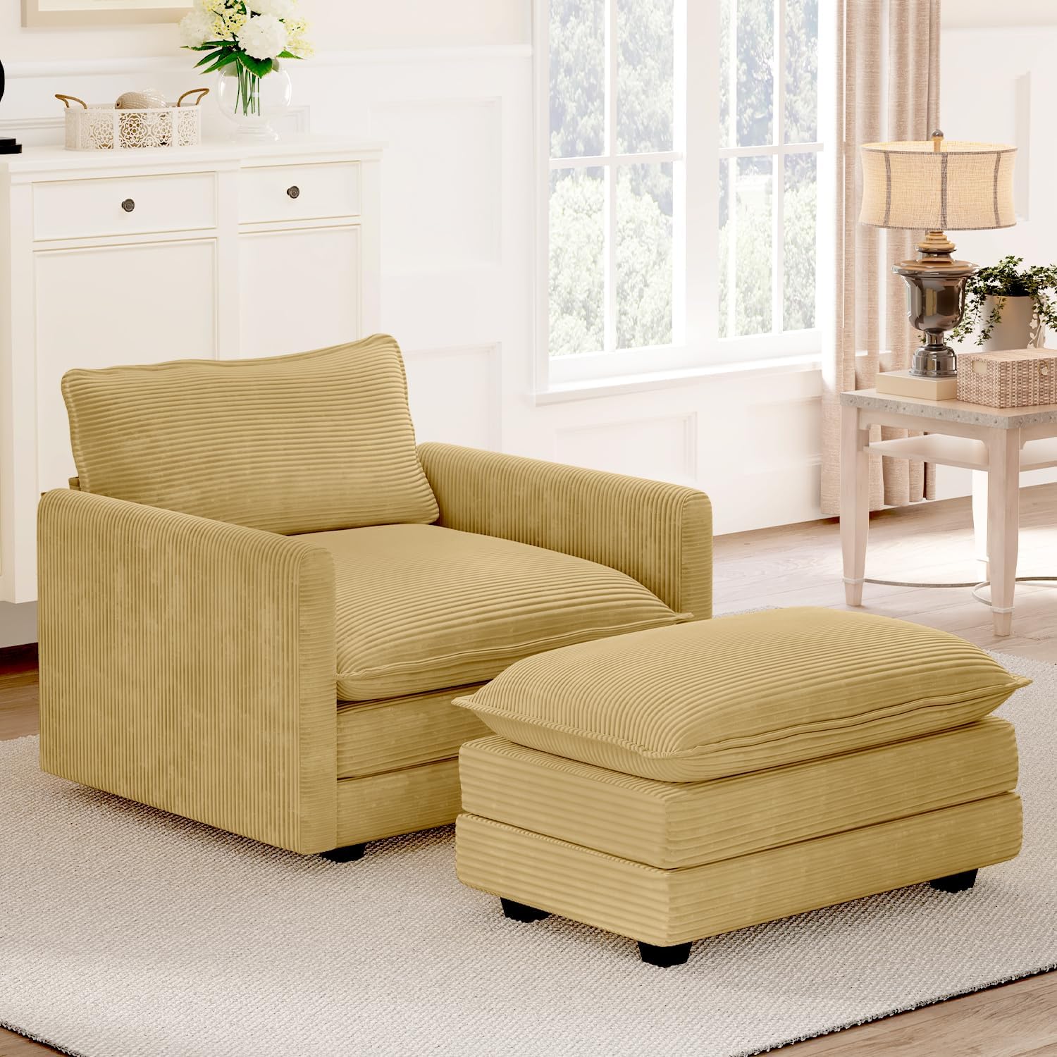 ROWHY Single Armchair with Ottoman for Modern Living Room