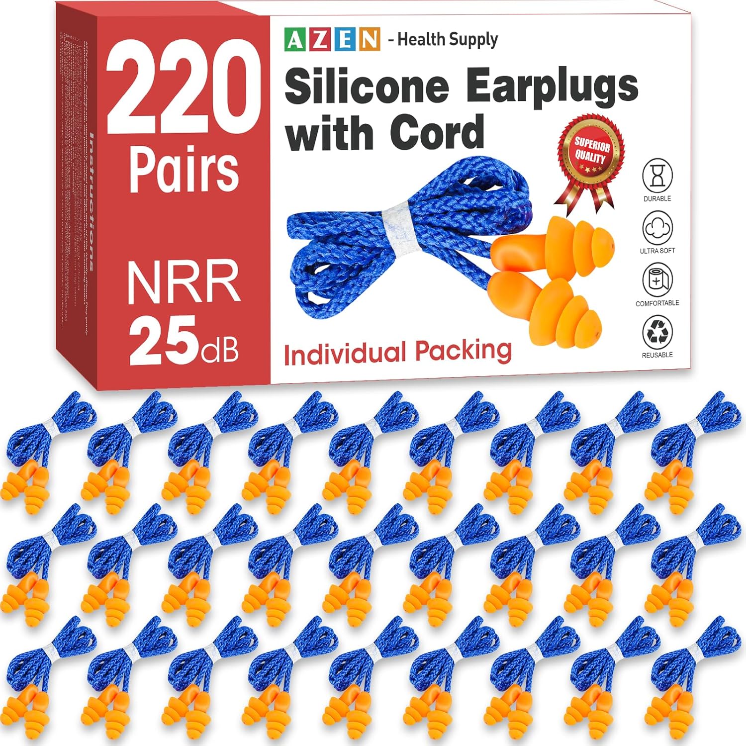 220 Pairs Silicone Ear Plugs for Noise Reduction and Comfort