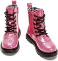 Waterproof Glitter Combat Boots for Kids - Mid Calf Lace Up