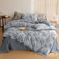 Linen Cotton Yarn-Dyed King Duvet Cover Set Navy Blue - Breathable