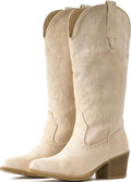 Suede Cowboy Boots For Women Mid Calf Pointed Toe (Style 22FJ)