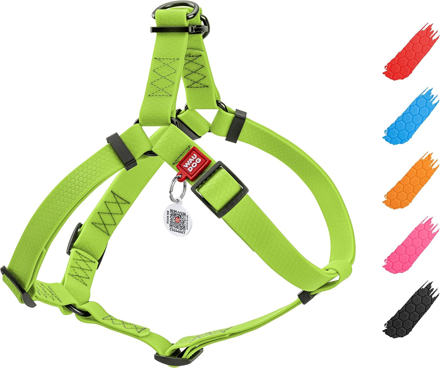 WAUDOG Waterproof Harness for Large, Medium, Small Dogs - Green