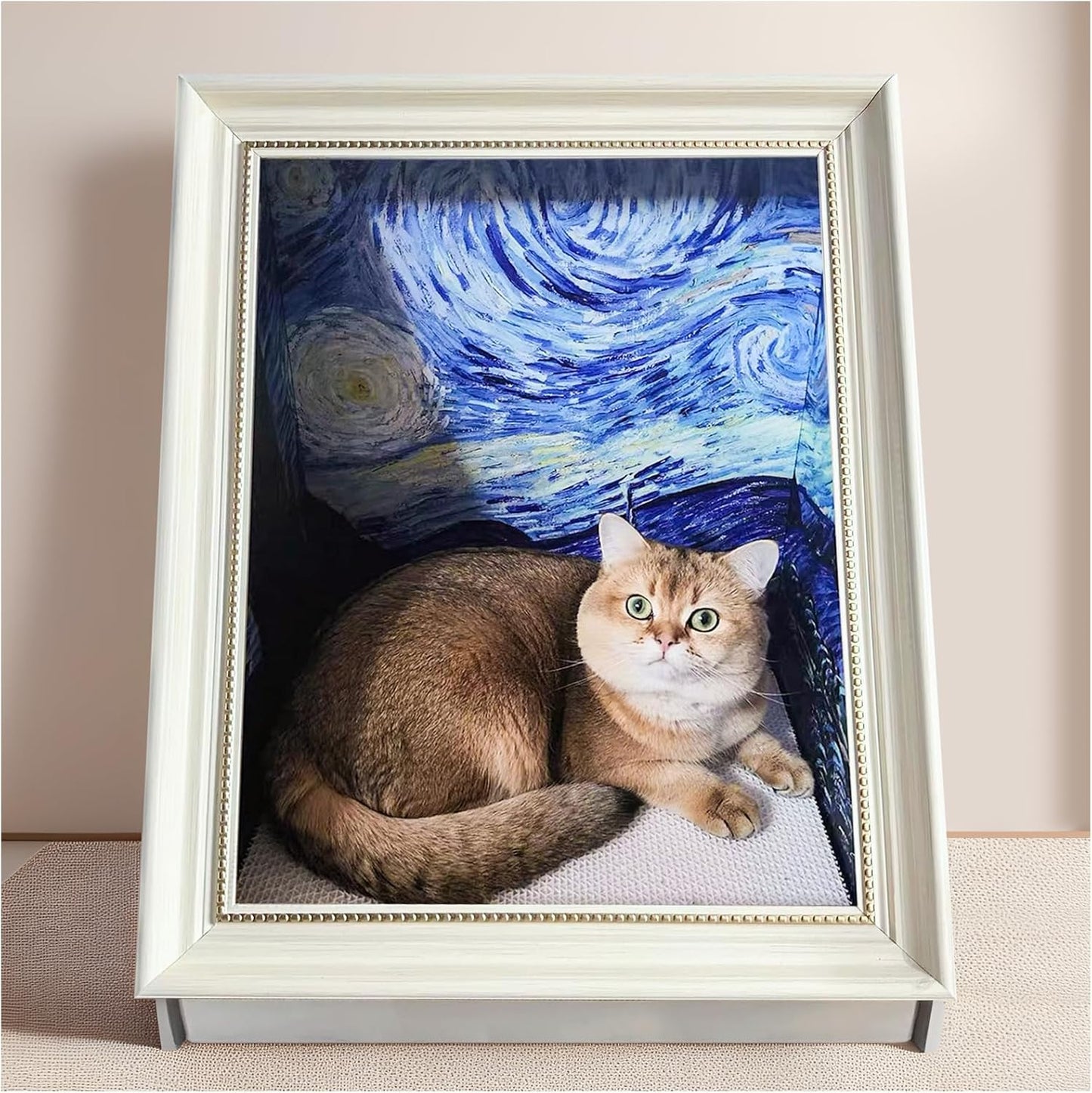 Texsens 3-in-1 Cat Scratcher Art Frame for Cozy Cat Lounge