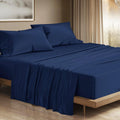 Egyptian Cotton Sheets Queen Size Navy Blue - 1200 Thread Count 4PC