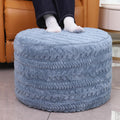 Round Footstool Ottoman 20x14 in Multi-Functional Pouf - Comfortable