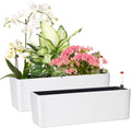 Elongated Self Watering Planter Pots 2-Pack Window Box - Low