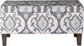 Large Upholstered Rectangular Storage Ottoman Bench - Slate Damask