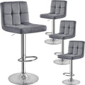 Yaheetech Velvet Fabric Swivel Bar Stools Set of 4 for Comfort