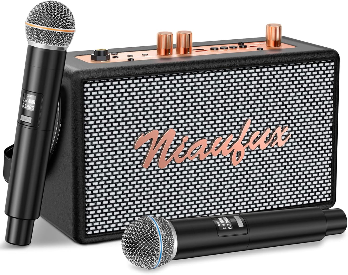 Retro Karaoke Machine with Wireless Microphones for Fun Parties