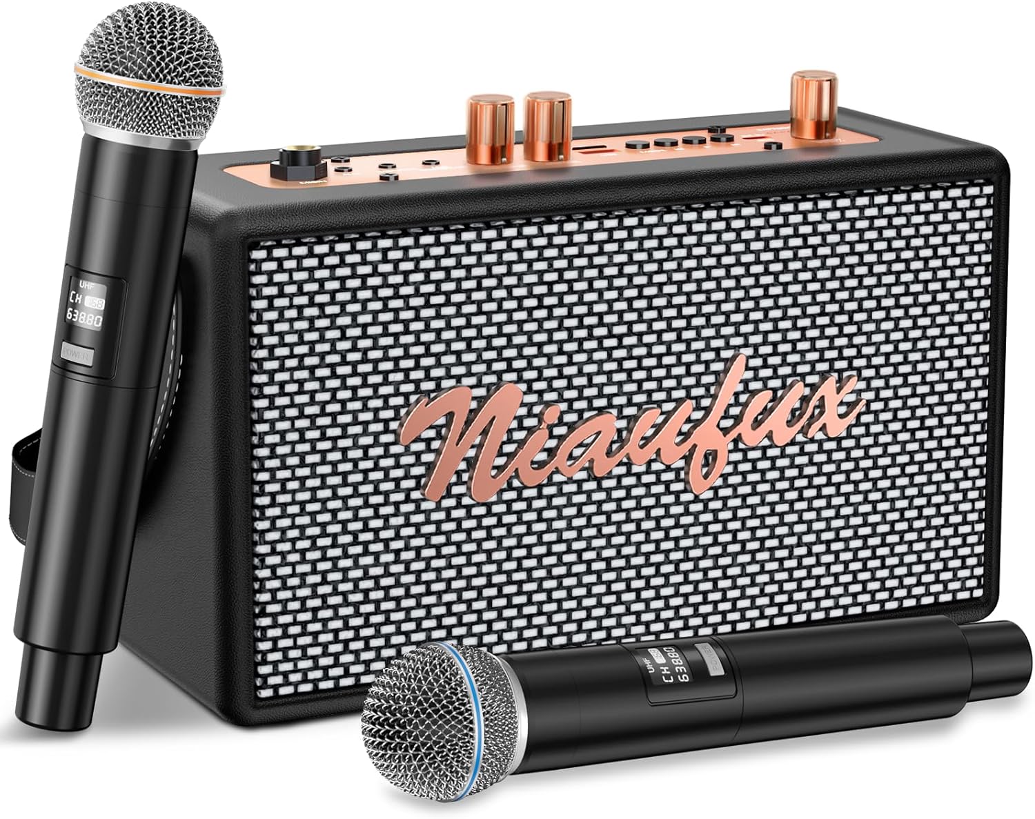 Retro Karaoke Machine with Wireless Microphones for Fun Parties