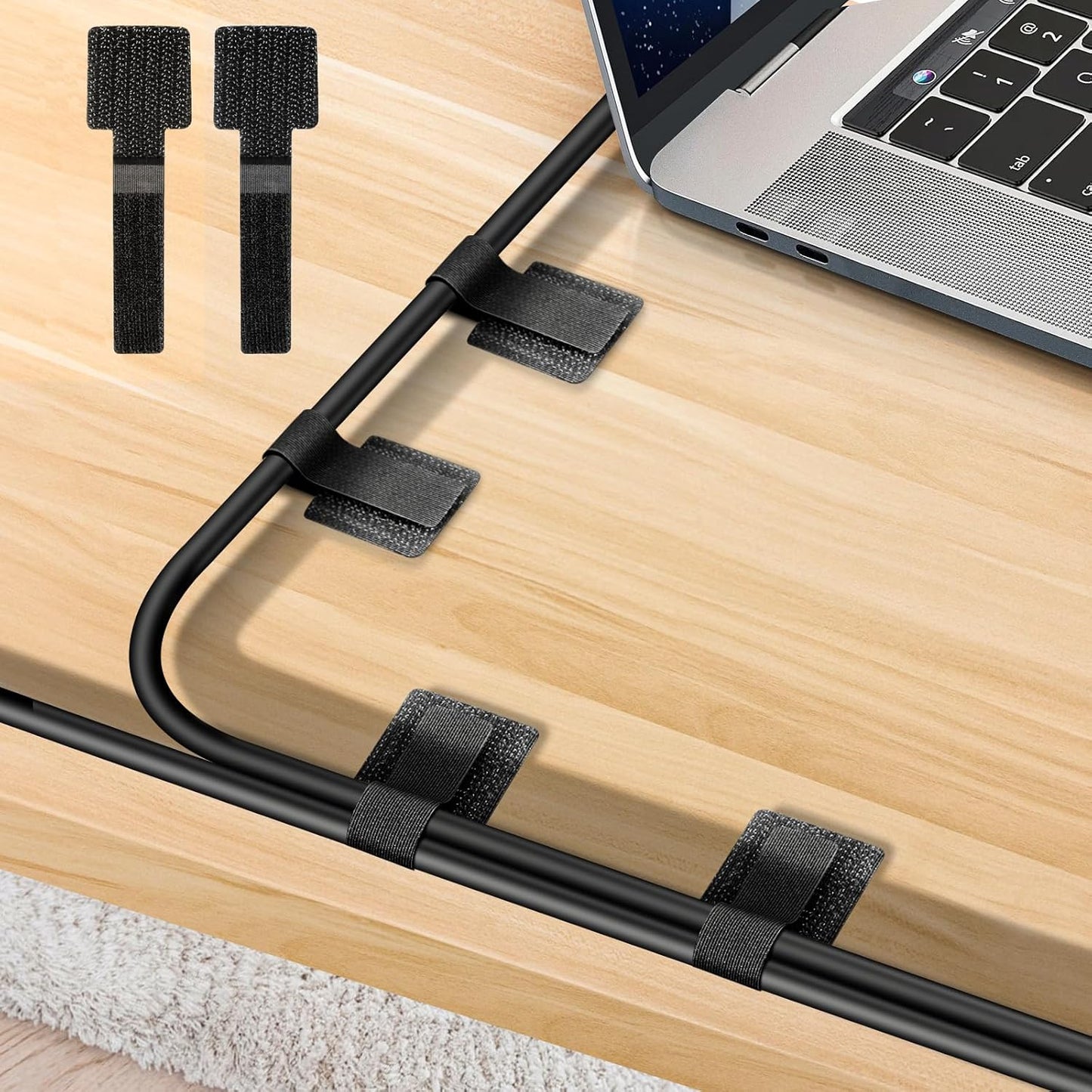 48 PCS Black Cable Ties - Organize Cords Effortlessly!