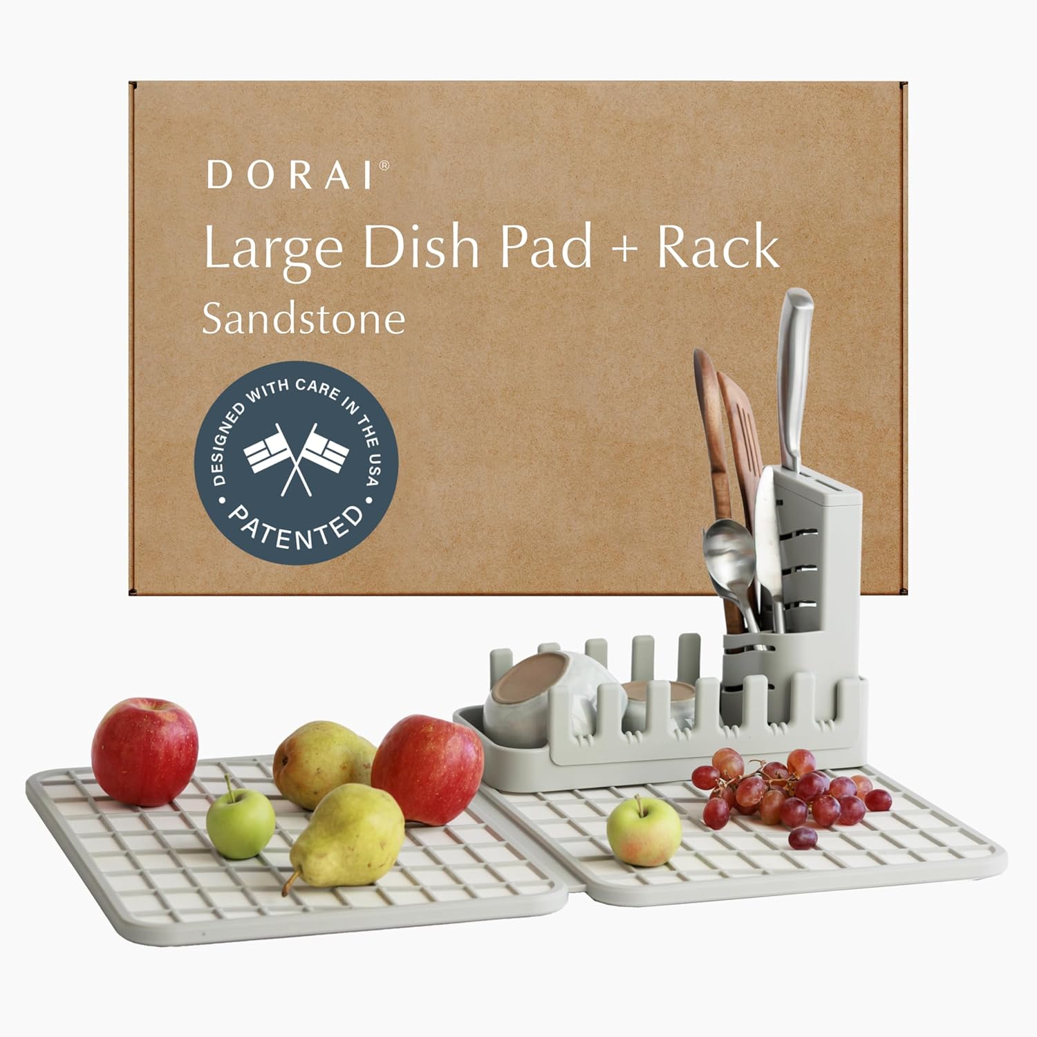 Dorai Home Collapsible Dish Drying Rack and Stone Mat Set