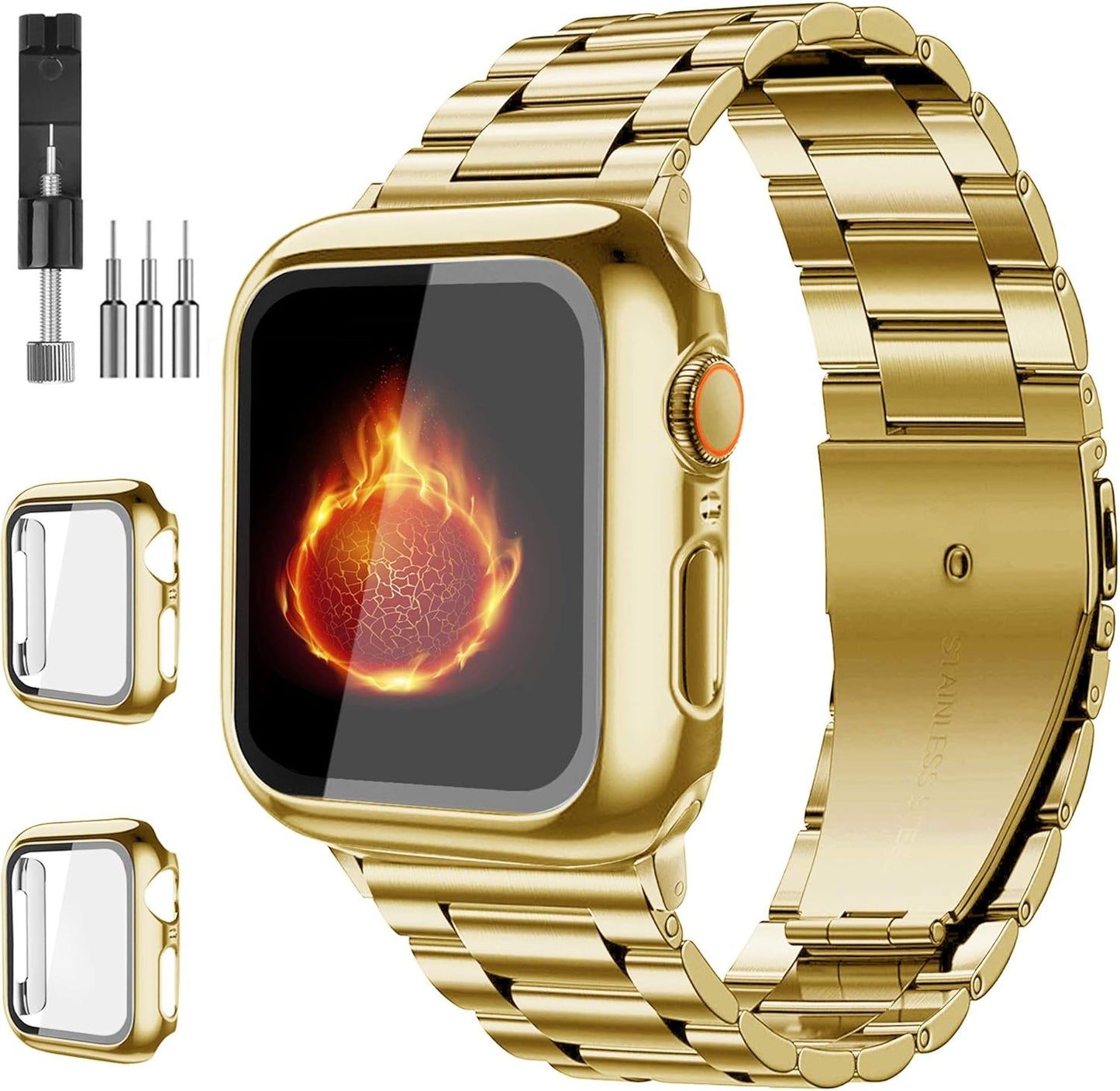 Stainless Steel iWatch Bands + Screen Case Set for Apple Watch