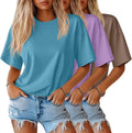 Huukeay 3 Pack Women's Half Sleeve T-Shirts - Soft Stretchy Casual