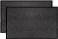 LuxUrux 2-Pack Heavy-Duty Rubber Door Mats - Durable Low-Profile Entry