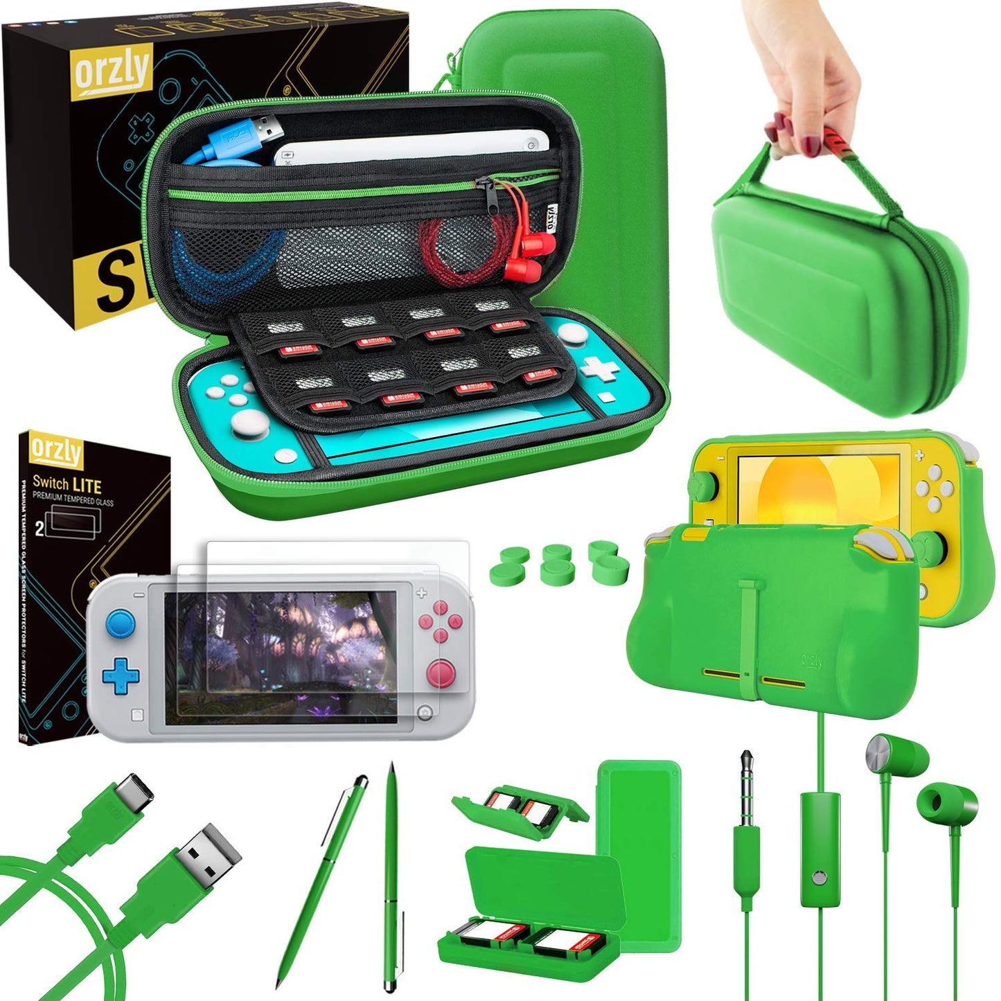 Essential Orzly Switch Lite Accessories Bundle for Gamers