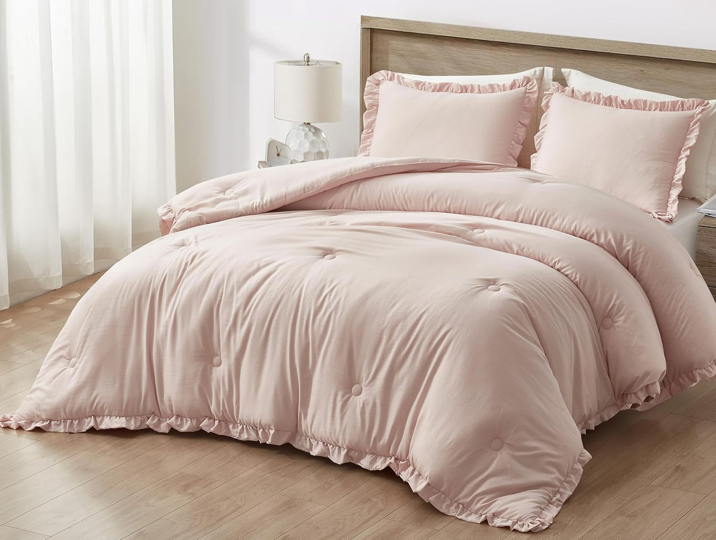 Nora 2-Piece Ruffled Edge Trim Comforter Set for Twin Beds