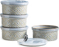 Large Ceramic Mixing Bowls with Lids Set of 4 - Stackable 40 oz Salad