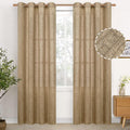 Burlap Linen Curtains 84 in Length - Textured Toffee Drapes for Living