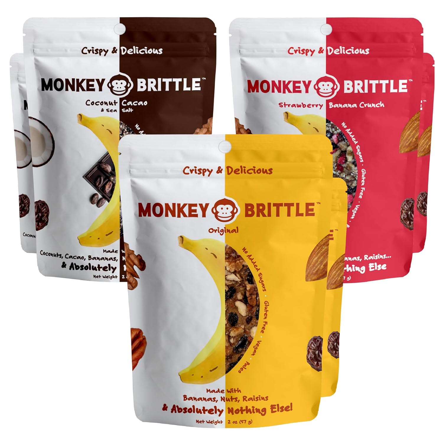 Monkey Brittle Healthy Snacks - Crispy Plant-Based Treats