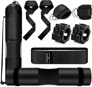 Gym Set Equipment with Foam Barbell Pad for Squats and More