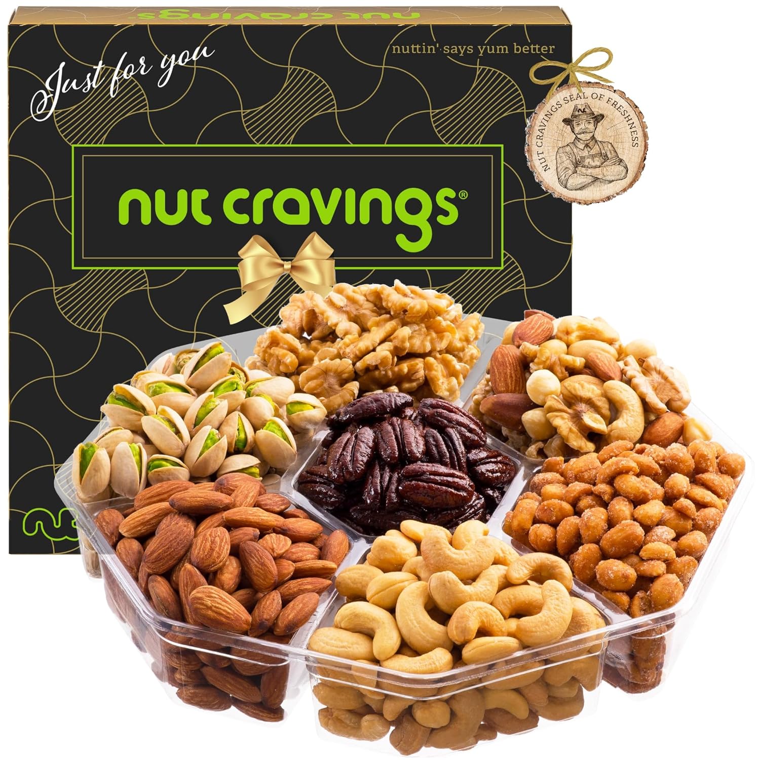 Holiday Mixed Nuts Gift Basket - Elegant Snack Care Package