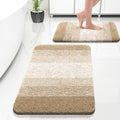 OLANLY Bathroom Rug Set 2 Piece Tan - Plush Absorbent Shaggy Mats