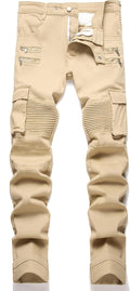 RXXKKK Men's Classic Zipper Biker Regular Fit Flex Jean (Style DR1N)