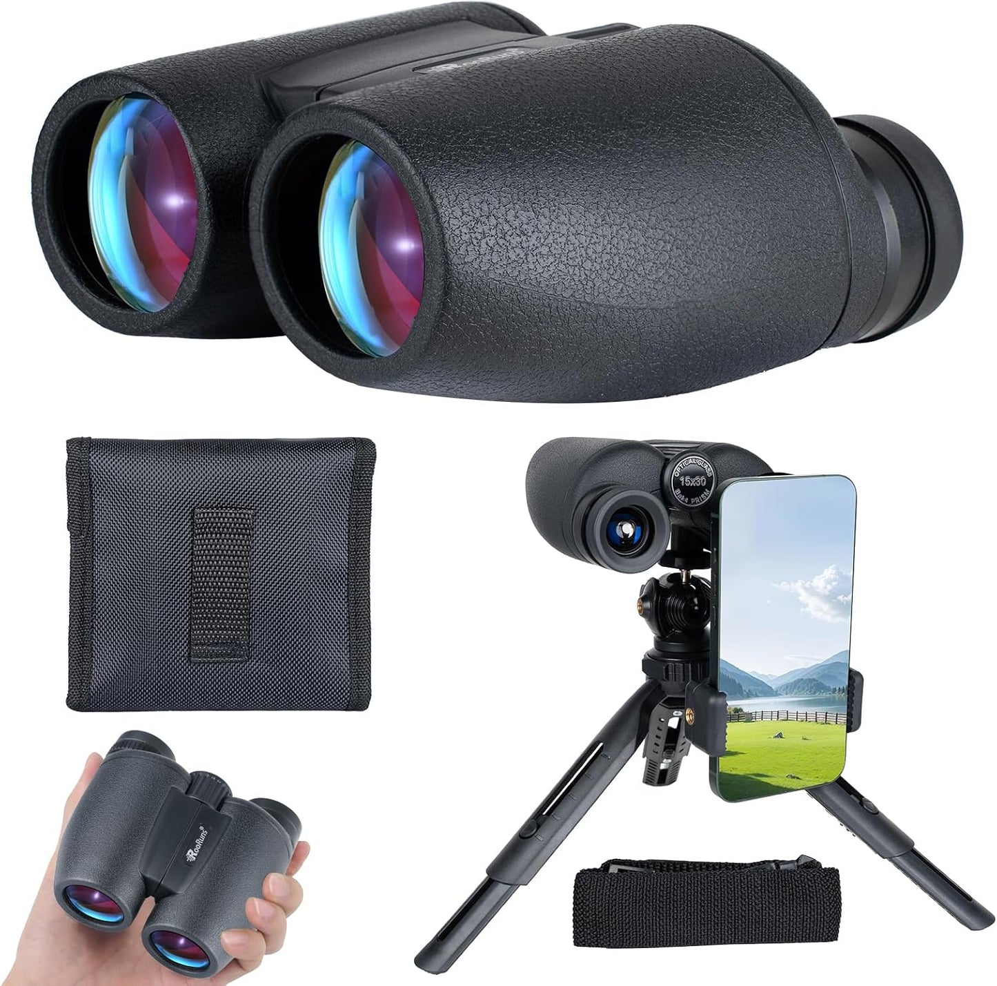 15x30 Compact Binoculars for Adults with Night Vision Features