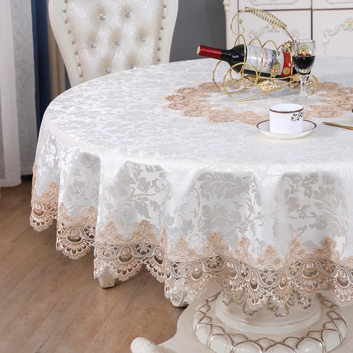 70 Round Tablecloth Lace Dining Table Cover for Elegant Occasions