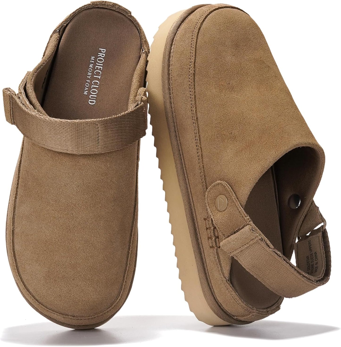 Genuine Suede Clogs for Women - Comfortable Memory Foam Mules