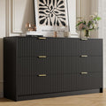 Black Dresser for Bedroom with 6 Drawers - Modern Wide Chest