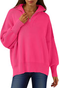 Women's Relaxed Fit Long Sleeve Quarter Zip Sweater for Style