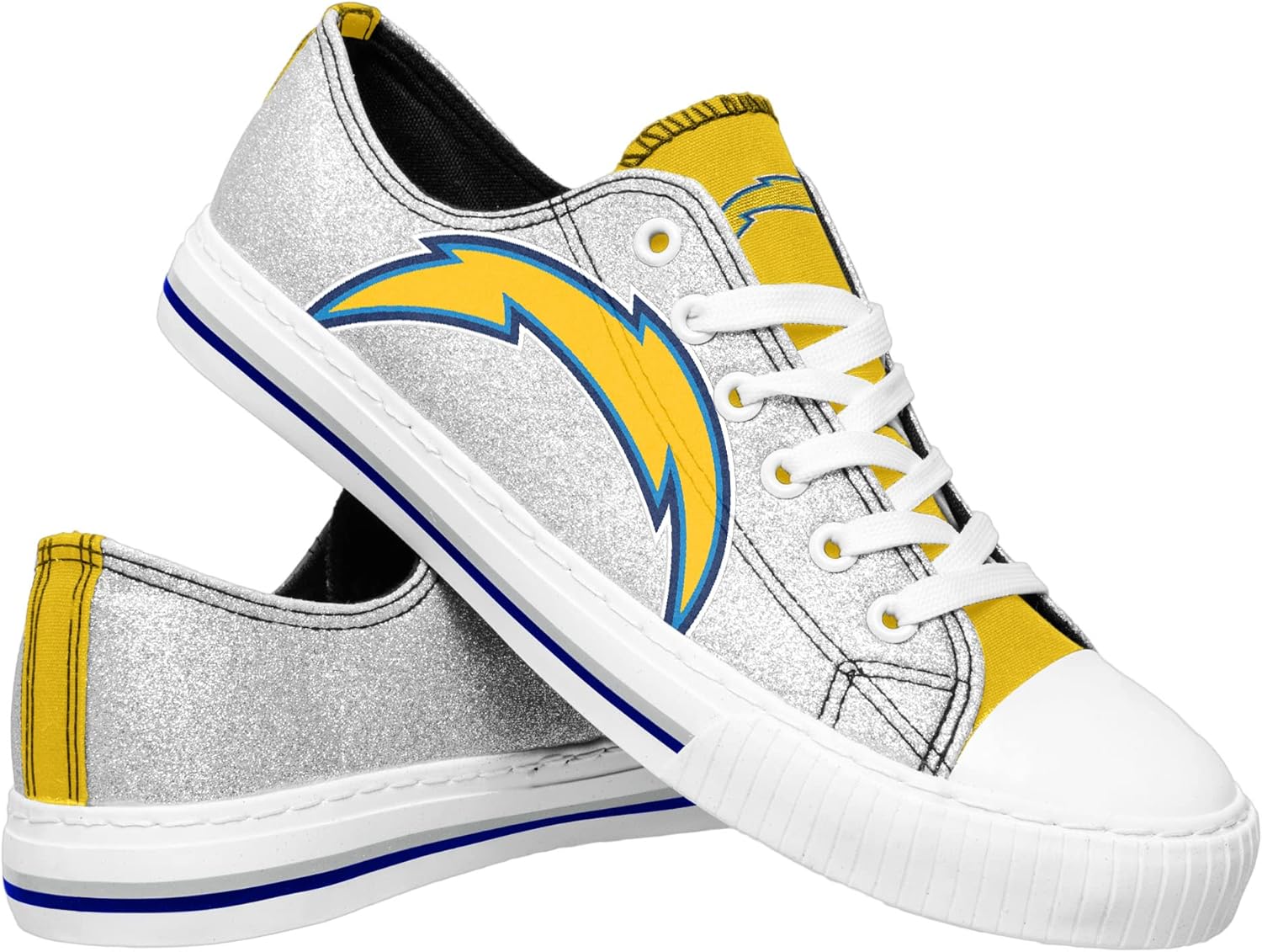 FOCO Women's NFL Team Logo Glitter Low Top Sneakers for Cowboys