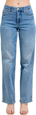 Judy Blue Mid Rise Tummy Control Vintage Wash Straight Jeans