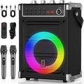 JYX Portable Karaoke Machine: 2 Wireless Mics, LED Lights